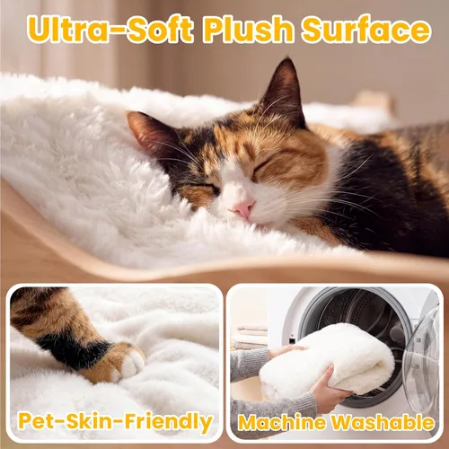 Vista 6 de Cama elevada para gatos de interior, bonita hamaca para gatos en forma de pata, con cómodo cojín lavable, muebles de madera maciza para mascotas