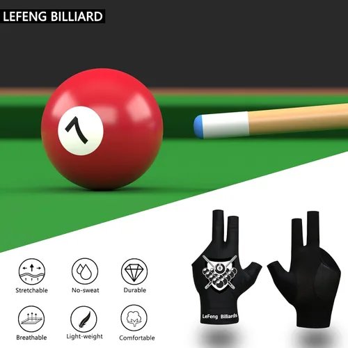 Vista 7 de LeFeng - Guantes de billar profesionales para billar, 3 dedos abiertos, para mano izquierda para hombres y mujeres