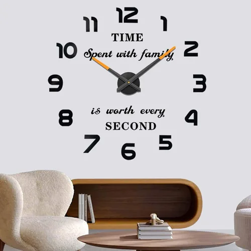 Vista 14 de VANGOLD Relojes de pared grandes para decoración de sala de estar, relojes de pared decorativos que funcionan con pilas (decoración de pared negra)