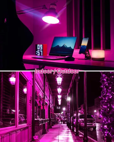Vista 4 de ORALUCE Bombilla de porche rosa equivalente a 40 W, bombillas LED A15 para decoración e iluminación de fiestas de Halloween, Navidad, bombilla