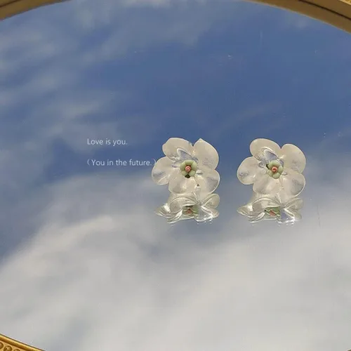 Vista 6 de 2 pares de aretes de resina de rosa transparente dulce para mujeres y niñas