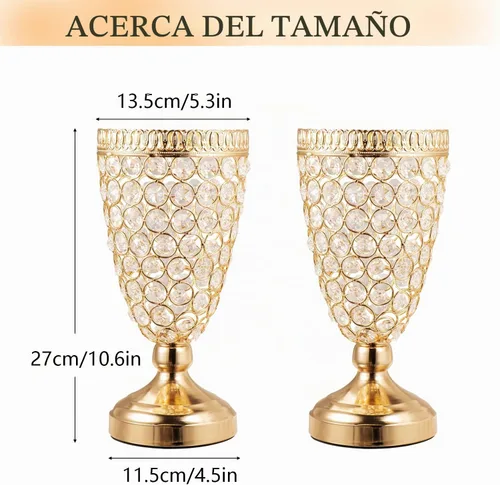 Vista 5 de Bigsee - 2 jarrones de trompeta de cristal para centros de mesa, jarrón Centros de mesa de jarrón dorado para mesa de boda, jarrón de flores