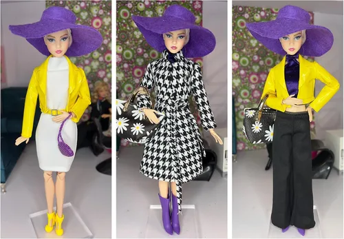 Vista 2 de Eledoll Ropa Deluxe Fashion Pack Boss Lady para muñeca de moda de 12 pulgadas, color amarillo y morado Passion