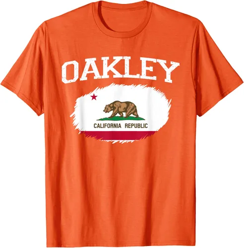 Vista 96 de OAKLEY CA CALIFORNIA Flag Vintage USA Sports Hombre Mujer Camiseta, Negro