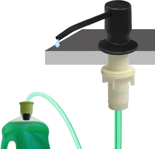 Vista 7 de Dispensador de jabón para fregadero de cocina (níquel cepillado), dispensador de jabón de fregadero de diseño integrado, repuesto desde la parte