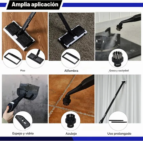 Vista 2 de COSTWAY Limpiador a vapor multiusos de 2000 W con 19 accesorios Azul