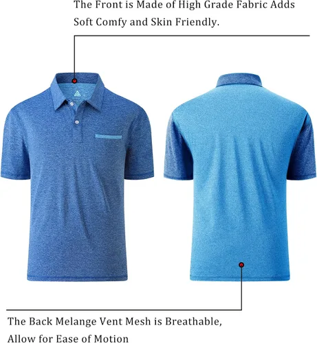 Vista 63 de V VALANCH Polo de golf de manga corta para hombre, estilo casual, con cuello que absorbe la humedad