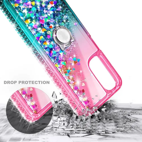 Vista 5 de NZND Diseñado para Motorola Moto G Stylus-5G-2022 (no compatible con la versión 4G) rosa/aguamarina, bonita cubierta líquida flotante con purpurina