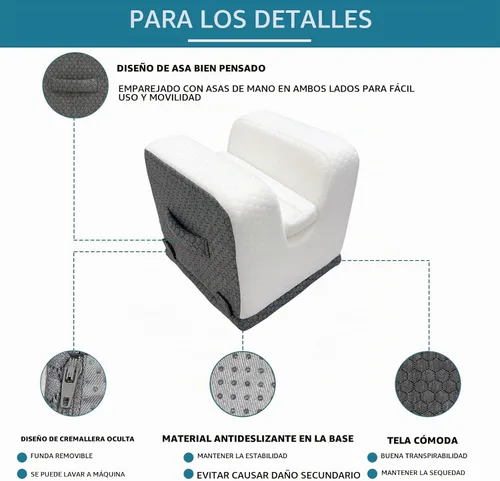 Vista 3 de Almohada de repuesto de rodilla – 4 alturas ajustables para extensión completa de pierna recta – Equipo de recuperación poscirugía con mango – Cuña