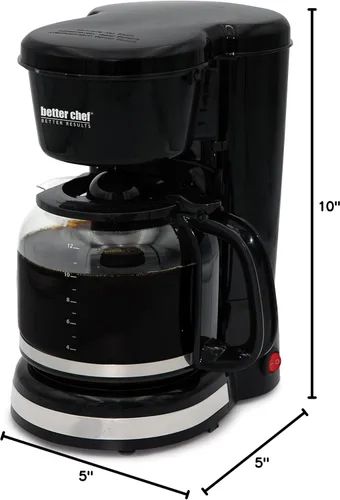 Vista 2 de Better Chef Cafetera básica 12 tazas Pause-N-Serve Borde de metal cepillado (negro)