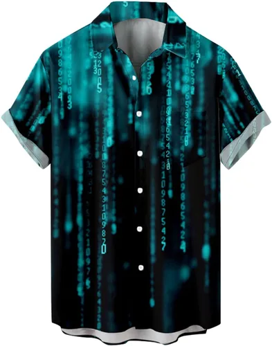 Vista 5 de RTRDE Mens Button Down Summer Shirts Short Sleeve Novelty Graphic Print Casual Hawaiian Beach Shirt, M-4XL