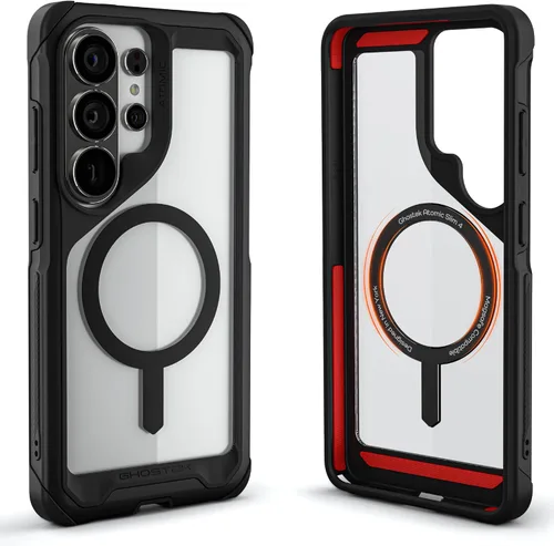 Vista 106 de Ghostek Atomic - Funda delgada para Galaxy Z Flip 4, parte trasera de aramida con parachoques de aluminio rojo, funda protectora de doble capa a