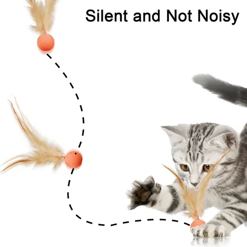 Vista 3 de Pelotas de juguete para gatos con plumas, 3 pelotas interactivas para gatos de interior y gatitos juguetones, juguetes de goma
