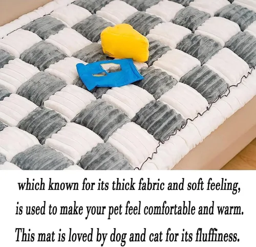 Vista 5 de FunnyFuzzy - Funda protectora de algodón con diseño a cuadros grandes y cuadriculados para mascotas, funda protectora de algodón para el suelo