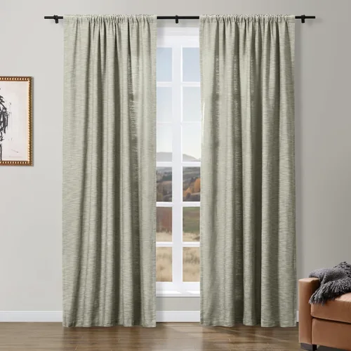 Vista 18 de ChadMade Simon Collection - Cortina de mezcla de algodón con forro de algodón de privacidad, 1 panel de 50 pulgadas de ancho x 84 pulgadas de largo