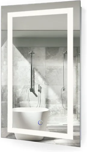 Vista 11 de Krugg Espejo de baño LED cuadrado de 24 x 24 pulgadas Espejo de tocador iluminado incluye atenuador y desempañador Montaje en pared vertical u