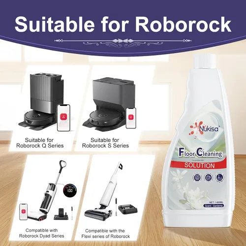 Vista 2 de Nukisa Solución de limpieza de suelos compatible con Roborock Robot Trapeador de vacío