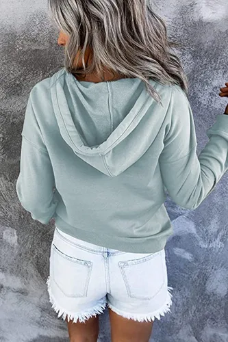 Vista 20 de NEYOUQE Sudaderas de moda para mujer, para otoño e invierno, con botones de un cuarto, sudaderas casuales de moda con cuello redondo