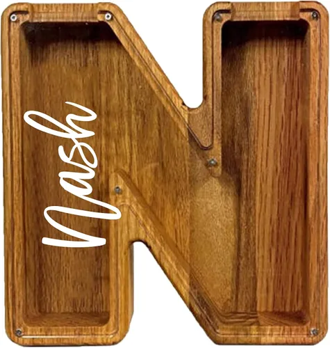 Vista 13 de Alcancía de madera grande personalizada, 7.5 pulgadas, con ventana acrílica fácil de abrir, caja de ahorro de dinero inicial para niños y niñas