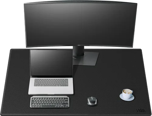 Vista 31 de Vyaaa 63" x 24" PU Leather Desk Mat, Black Large Mouse Pad Extra Large Office Desk Mat, Non-Slip Desk Blotter, Laptop Desk Pad, Waterproof Desk