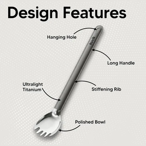 Vista 2 de Kuvіk Titanium Spork - Ultraligero y compacto para acampar y senderismo
