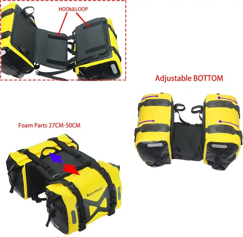 Vista 4 de WILD HEART Bolsa impermeable alforja de motocicleta 50L Bolsa de tanque Bolsa lateral de motor