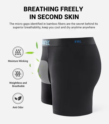 Vista 2 de Separatec Calzoncillos tipo bóxer de rayón de bambú para hombre, transpirables y suaves, con diseño de bolsa de malla, paquete de 7