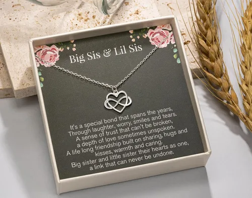 Vista 4 de RareLove Regalos para hermanas de hermana, hermana mayor, collar de plata de ley 925 con corazón infinito pequeño para cumpleaños de hermanas