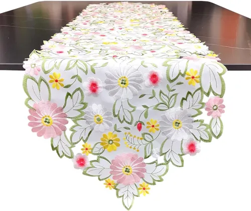 Vista 11 de LeLehome Juego de 4 manteles individuales redondos bordados con margaritas de primavera, 15 pulgadas, decoración de mesa para el hogar, cocina