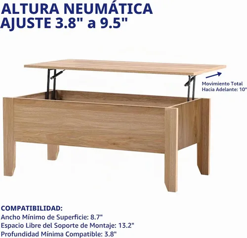 Vista 5 de VIVO Bisagras de mecanismo de elevación de mesa de centro (x2), accesorios asistidos neumáticos, juntas de mesa para muebles, bisagras elevadoras