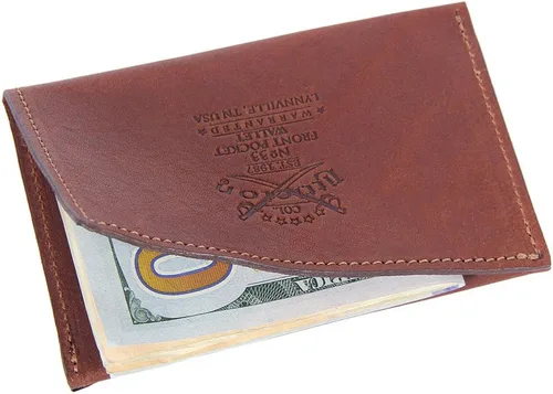 Vista 5 de Col. Littleton Cartera de piel de grano completo No.33 con bolsillo frontal para tarjetas, fabricada en Estados Unidos, Marrón, Vintage