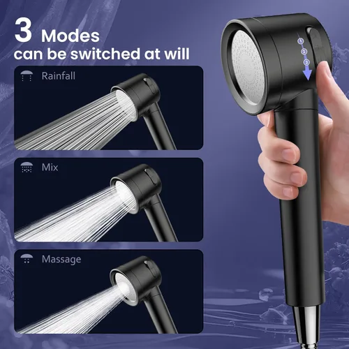 Vista 5 de Ion Drops Filtered Shower Head with Handheld, High Pressure Shower Heads with 3 Spray, Showerhead with Filters Hand held for Hard Water, Remove