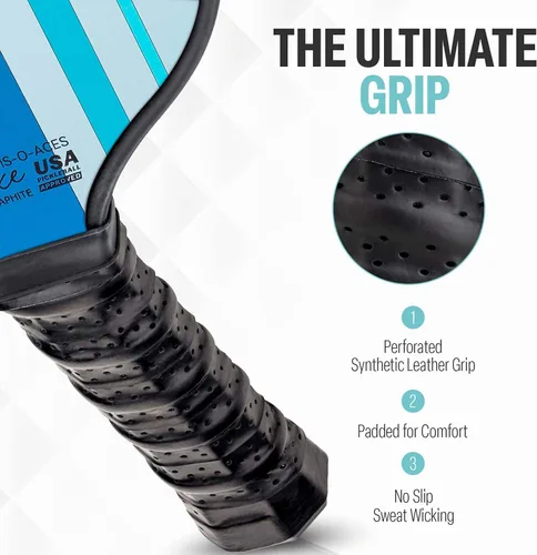 Vista 4 de Palms-O-Aces Carbon Fiber Pickleball Paddle – USAPA Approved 16mm T700 Graphite Paddle with Textured Spin Surface Lightweight Carbon Fiber