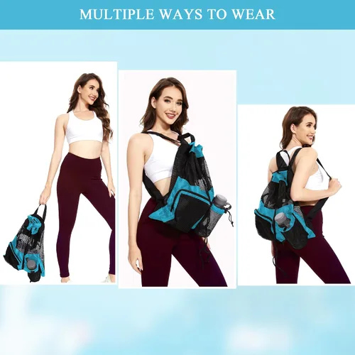 Vista 6 de BeeGreen Gym Bags for Men Women Mesh Drawstring Backpack for Swim Sports Workout Gear Gifts for Swimmers Beach Pool Wrestling Backpack Cinch Bag