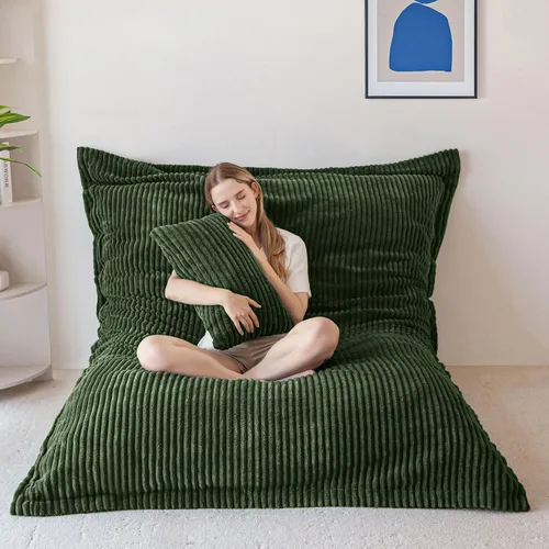 Vista 23 de MAXYOYO Puf gigante con almohada, silla convertible 3 en 1 Gris ceniza