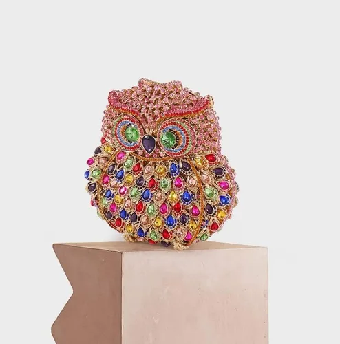 Vista 2 de UMREN Lindo bolso de mano de búho para mujer, bolso de noche de cristal, bolso de lujo con diamantes de imitación para boda y fiesta