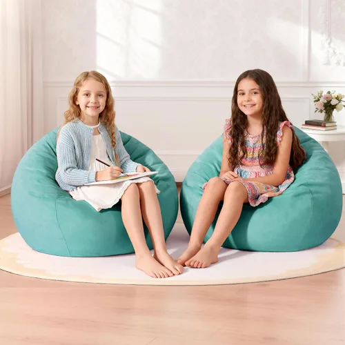 Vista 101 de Homguava Silla de Puf de 3 pies: Pufs de 3' con espuma viscoelástica, sillas de puf grandes y suaves con sofá de terciopelo holandés - Azul