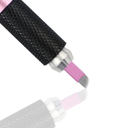 Vista 6 de 50pcs rosa desechable microblading artista Blade #12 Nano Microblades 0.007 in Microblading cejas suministros agujas tamaño disponible 12F 14F 18U