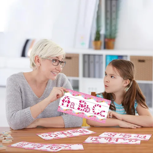 Vista 5 de Outus Juego de 12 tablones de anuncios del alfabeto de caramelo, letras recortadas, números del alfabeto, decoración de aula, número, tablón