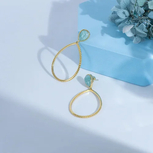 Vista 5 de G&GEMSJEW Gold Dangle Earrings for Women, 14K Gold Plated Gemstone Earrings