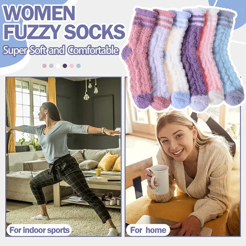 Vista 6 de ANTSANG Womens Fuzzy Socks Slipper Winter Fluffy Cozy Cabin Warm Soft Fleece Comfy Home Socks