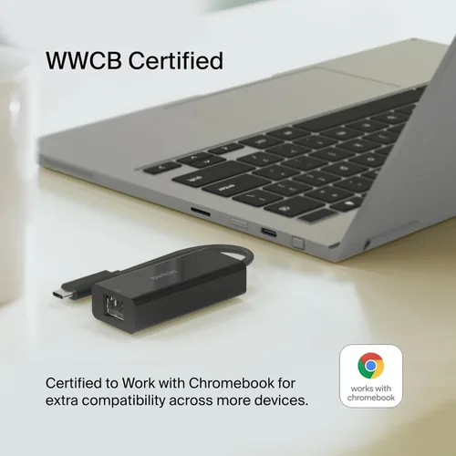 Vista 4 de Belkin Adaptador Ethernet USB tipo C a 2.5 Gb, certificado USB-IF Thunderbolt 3 y 4/USB-C a LAN adaptador de red compatible con MacBook Pro/Air