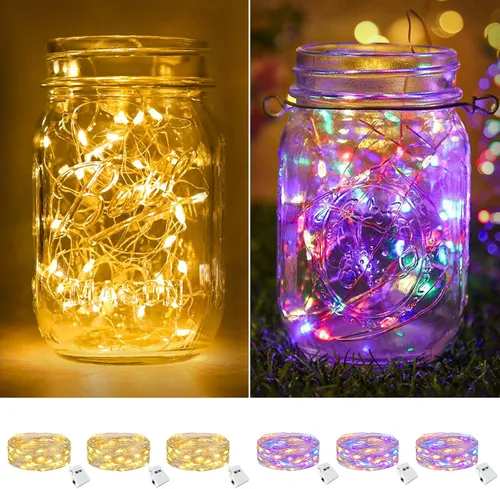 Vista 19 de btfarm - Paquete de 6 luces de hadas con pilas, luces parpadeantes con 3 modos
