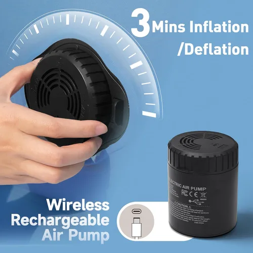 Vista 7 de CHERIMOR Colchón de aire Queen con bomba recargable incorporada, soporte resistente de 1500 libras, colchón inflable elevado de firmeza mejorada