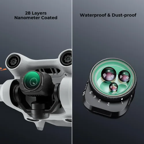 Vista 5 de K&F Concept Mini 3 Pro Variable ND2-32 (1-5 Stop) Filtro ND compatible con DJI Mini 3 Pro, 28 accesorios Mini 3 Pro multicapa