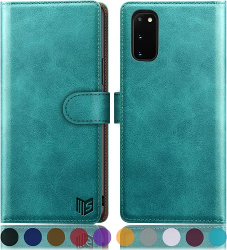 Vista 8 de SUANPOT Funda de piel tipo cartera para Samsung Galaxy S20 de 6.2 pulgadas (no S20+/S20 Ultra) con bloqueo RFID, tarjetero de crédito, funda