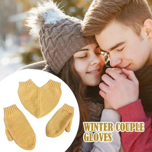Vista 4 de Guantes de invierno de punto para parejas, guantes cálidos de punto con diseño de mano para parejas, guantes de dedo completo para parejas, guantes