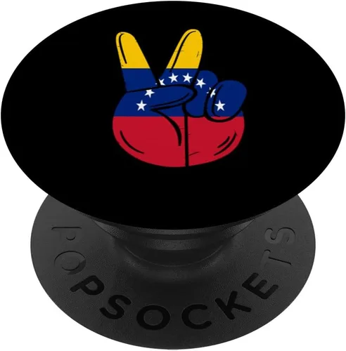 Vista 6 de Proud To Be Venezuelan Venezuela Flag Peace Sign Hand Funny PopSockets MagSafe PopGrip para iPhone