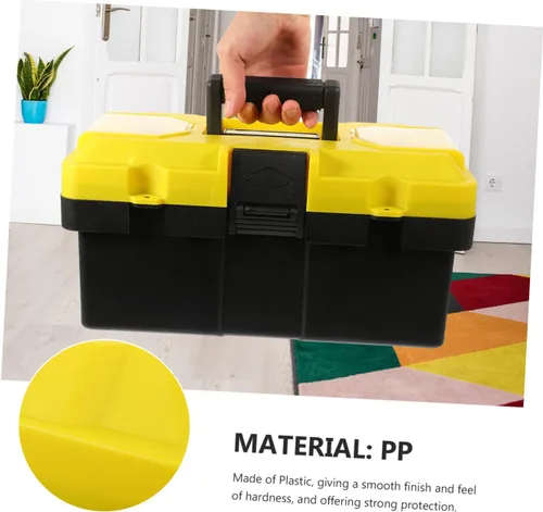 Vista 7 de Caja de herramientas apilable de plástico resistente con asa y candado, caja de transporte para electricista para almacenamiento de herramientas