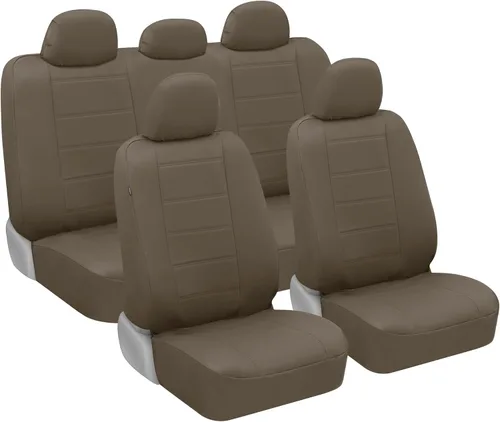 Vista 10 de BDK carXS - Fundas de asiento de automóvil de cuero beige para asientos delanteros, 4 piezas, piel sintética, incluye fundas de asiento delantero